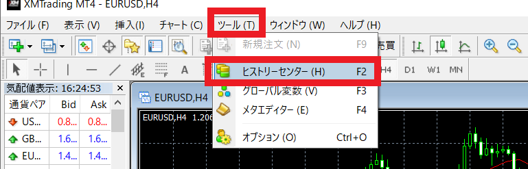 mt4 ヒストリカルデータ　ツール　ヒストリーセンター